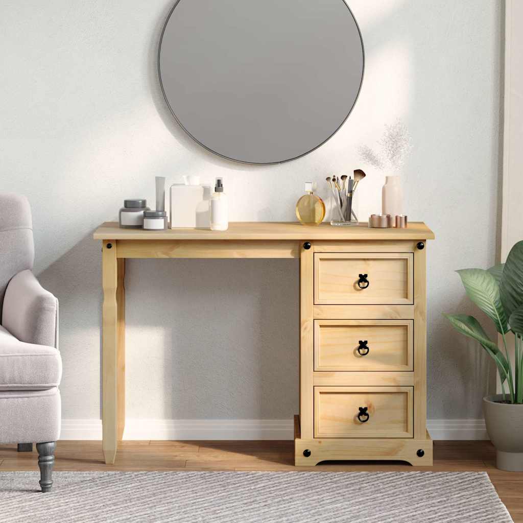 Solid Pine Wood Dressing Table Corona 110x47x75 cm Vintage Charm