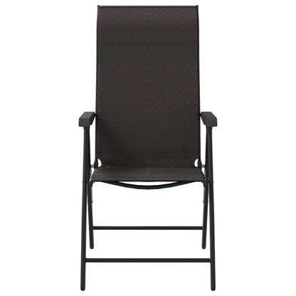 2-Piece Black Coffee Poly Rattan Folding Garden Chairs Set