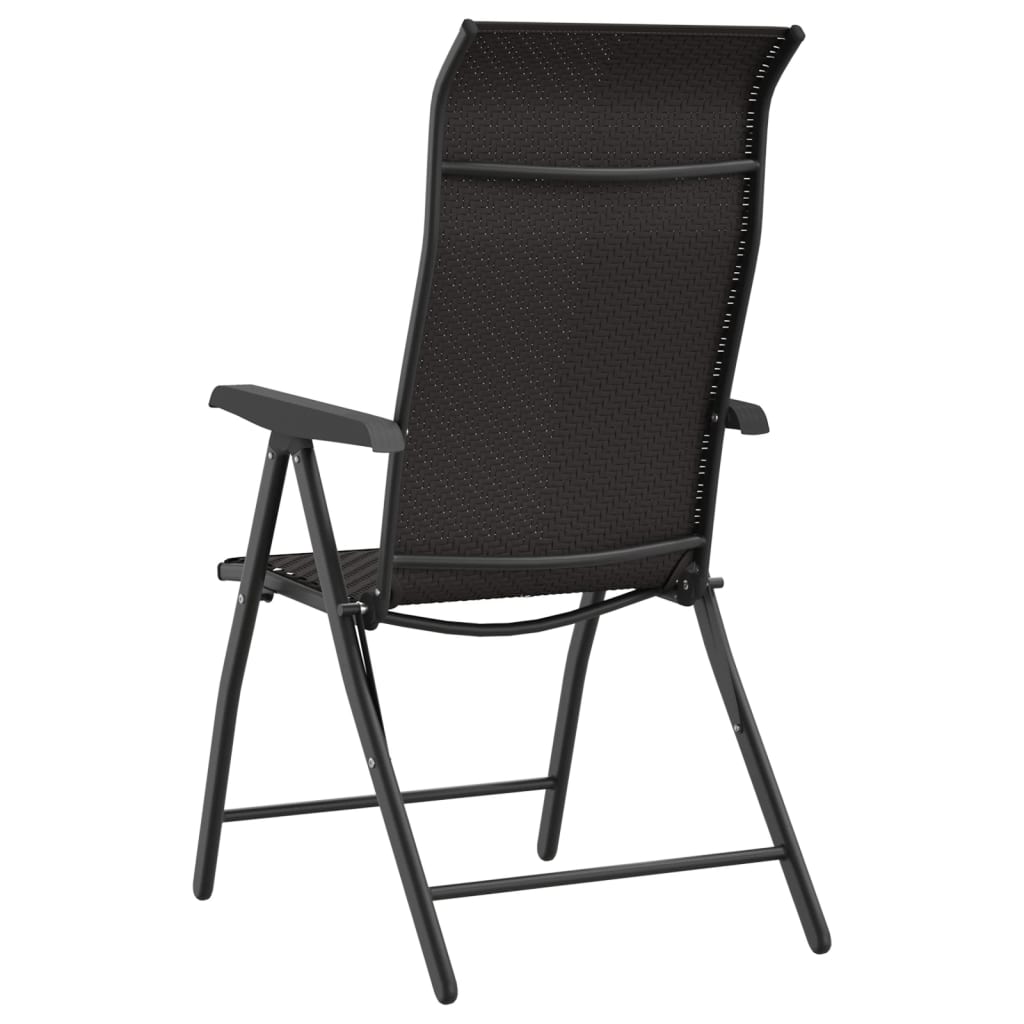 2-Piece Black Coffee Poly Rattan Folding Garden Chairs Set