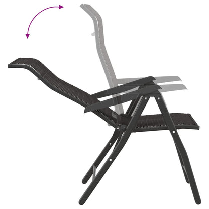 2-Piece Black Coffee Poly Rattan Folding Garden Chairs Set