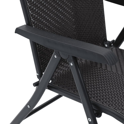2-Piece Black Coffee Poly Rattan Folding Garden Chairs Set