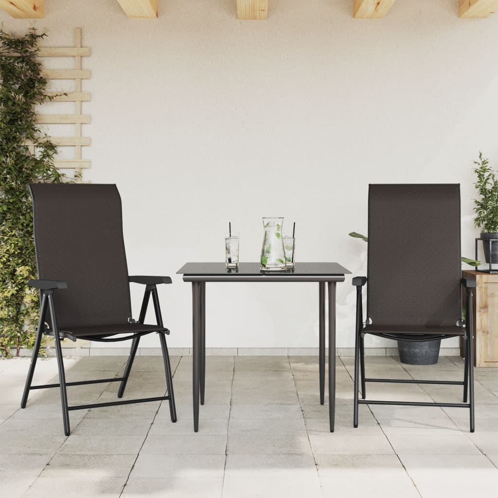 Set of 8 Poly Rattan Folding Garden Chairs - Black