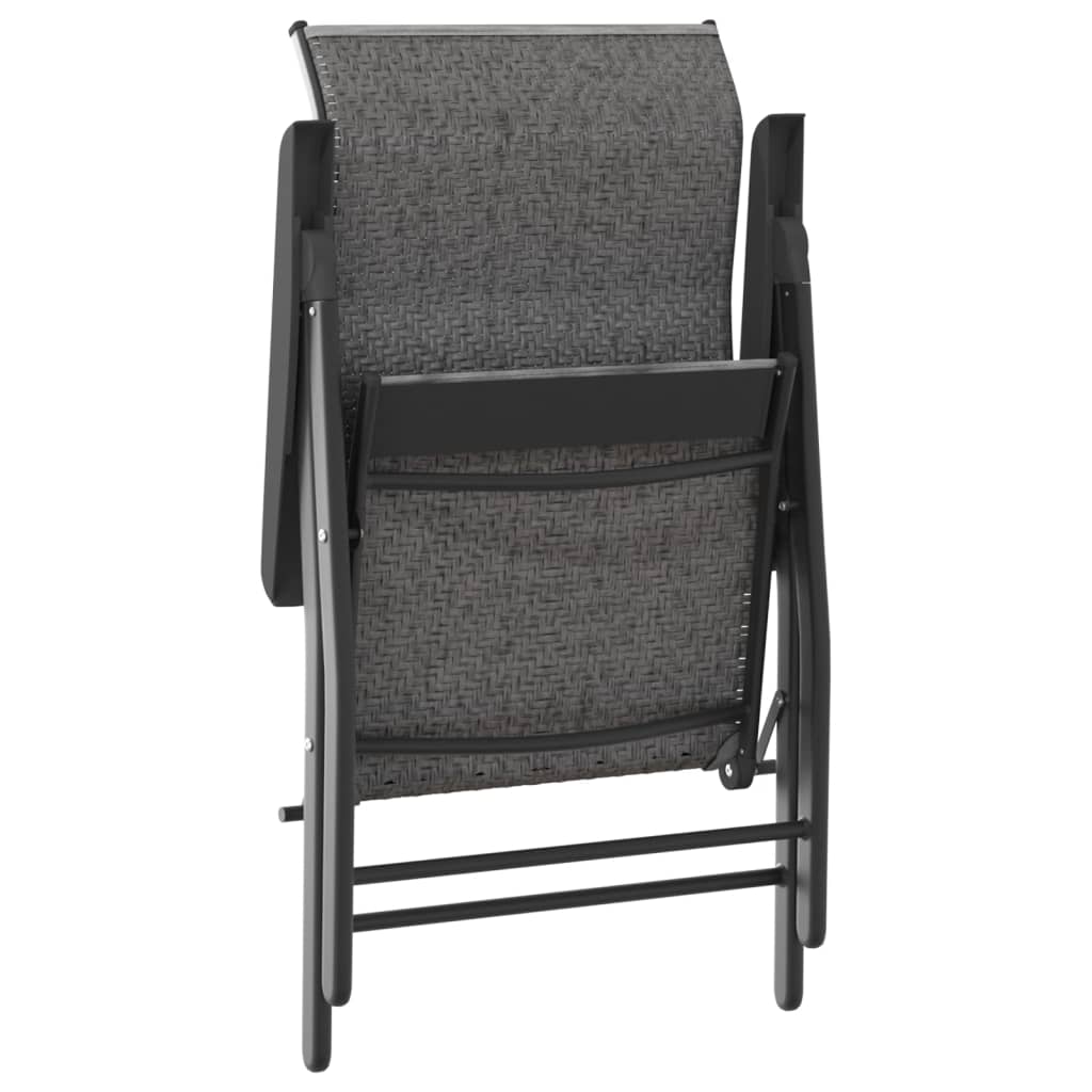2 Pcs Grey Poly Rattan Folding Garden Chairs - Stylish & Durable