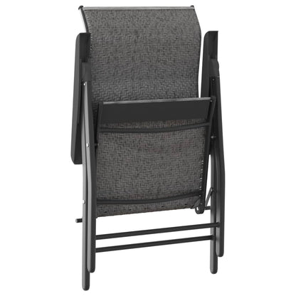 2 Pcs Grey Poly Rattan Folding Garden Chairs - Stylish & Durable