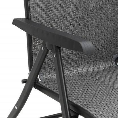 2 Pcs Grey Poly Rattan Folding Garden Chairs - Stylish & Durable