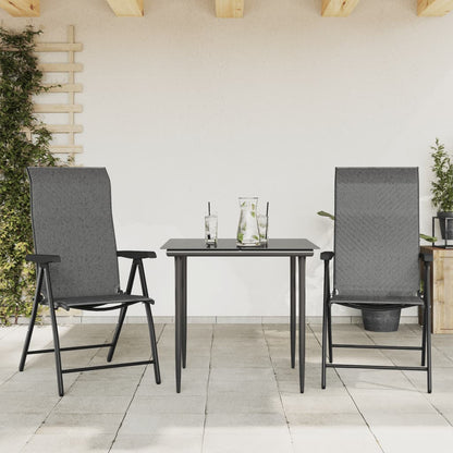 Set of 8 Poly Rattan Folding Garden Chairs - Black