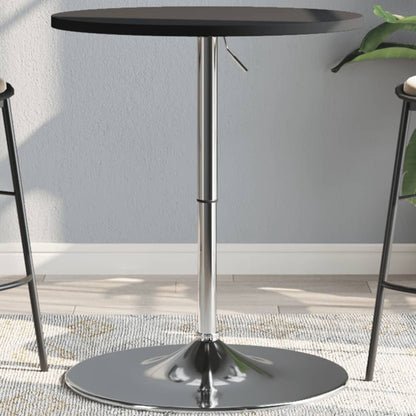Black Bar Table, 60x60x90 cm, Engineered Wood & Chrome Steel