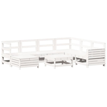 8 Piece Garden Sofa Set White Solid Wood Pine