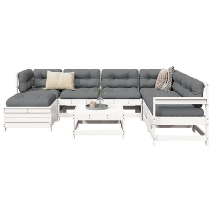 8 Piece Garden Sofa Set White Solid Wood Pine