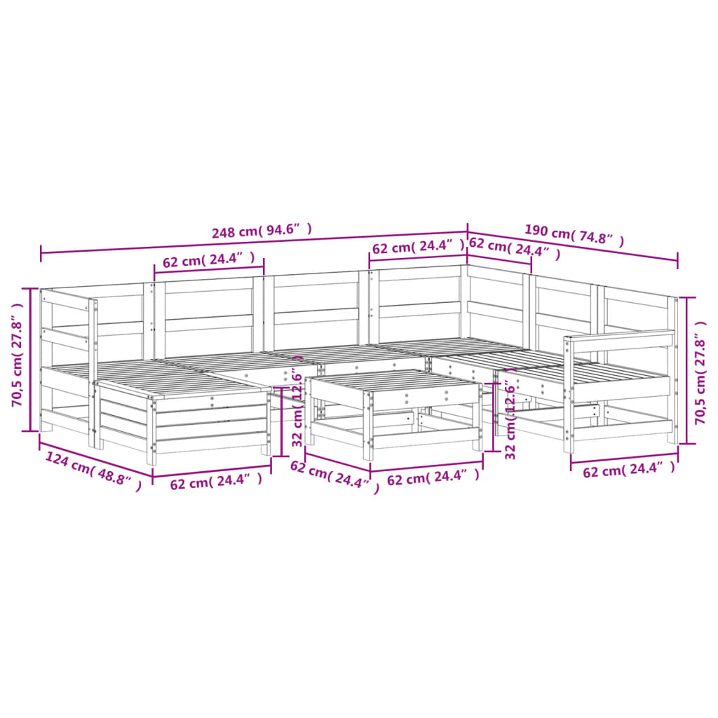 8 Piece Garden Sofa Set Solid Wood Douglas Fir