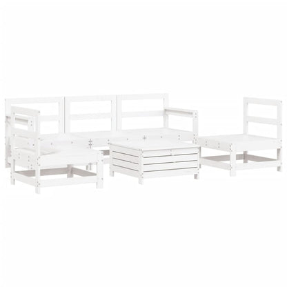 6 Piece Garden Sofa Set White Solid Wood Pine