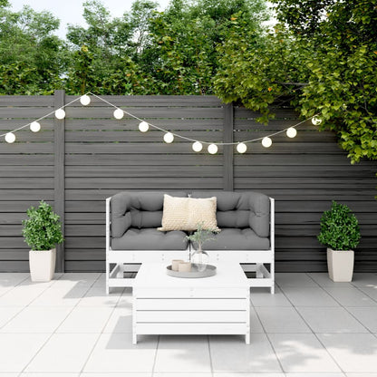3 Piece Garden Sofa Set White Solid Wood Pine