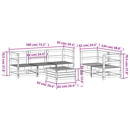 6 Piece Garden Sofa Set White Solid Wood Pine