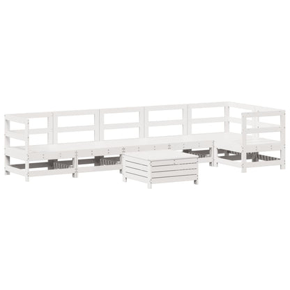 7 Piece Garden Sofa Set White Solid Wood Pine
