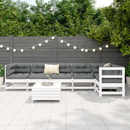 7 Piece Garden Sofa Set White Solid Wood Pine