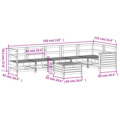 7 Piece Garden Sofa Set White Solid Wood Pine