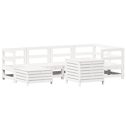 7 Piece Garden Sofa Set White Solid Wood Pine
