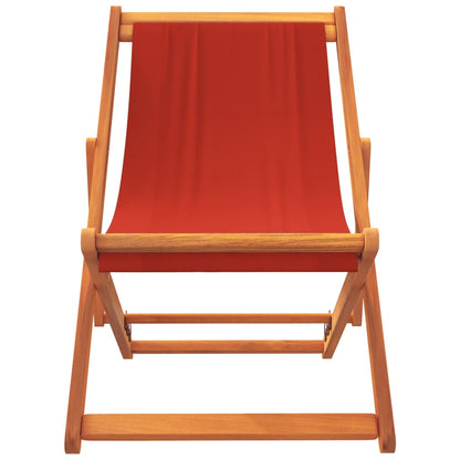 Set of 2 Red Fabric Folding Beach Chairs - Durable & Portable