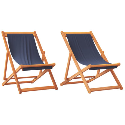 2-Piece Blue Fabric Folding Beach Chairs - Portable & Stylish