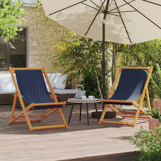 2-Piece Blue Fabric Folding Beach Chairs - Portable & Stylish