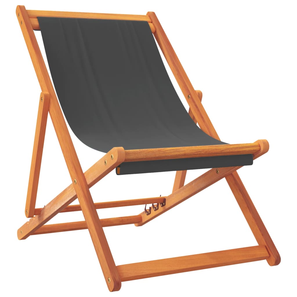 Grey Fabric Folding Beach Chairs 2-Pack - Stylish & Portable