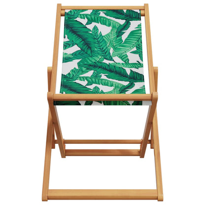 Leaf Pattern Folding Beach Chairs Set of 2 - Solid Wood & Fabric
