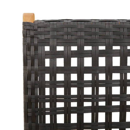 6-Piece Black Reclining Garden Chairs in Poly Rattan & Wood