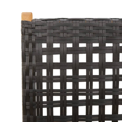 8 Black Poly Rattan & Wood Reclining Garden Chairs Set