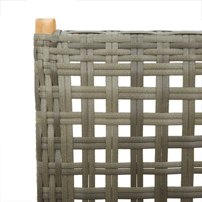 6 Grey Poly Rattan & Wood Reclining Garden Chairs Set