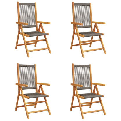 4-Piece Grey Acacia Wood Reclining Garden Chairs Set