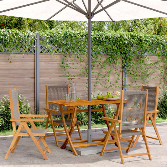 4-Piece Grey Acacia Wood Reclining Garden Chairs Set