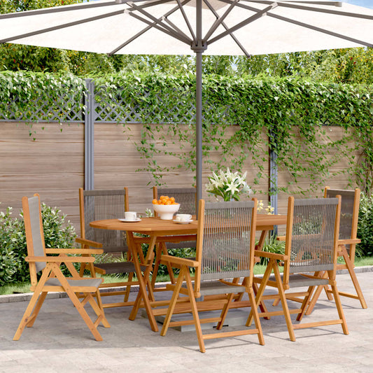 6 Grey Acacia Wood Reclining Garden Chairs - Solid & Stylish