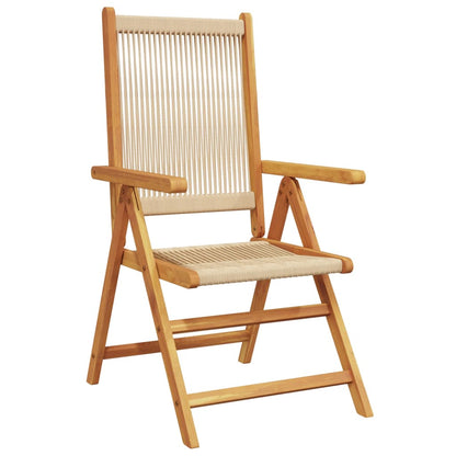 Beige Solid Acacia Wood Reclining Garden Chairs Set, 4 Pcs