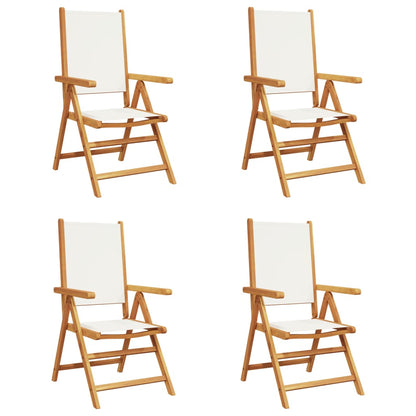 Cream White Reclining Garden Chairs 4 pcs - Fabric & Solid Wood
