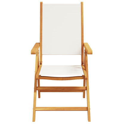 Cream White Reclining Garden Chairs 4 pcs - Fabric & Solid Wood