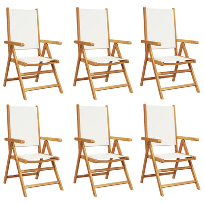 6-Piece Cream White Wood Reclining Garden Chairs Set