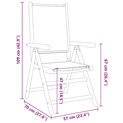 6-Piece Cream White Wood Reclining Garden Chairs Set