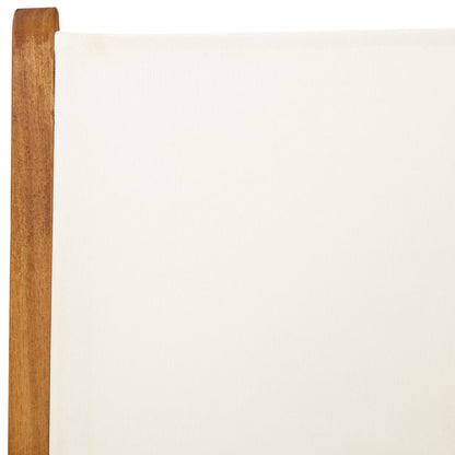 Cream White Fabric & Wood Reclining Garden Chairs, Set of 8