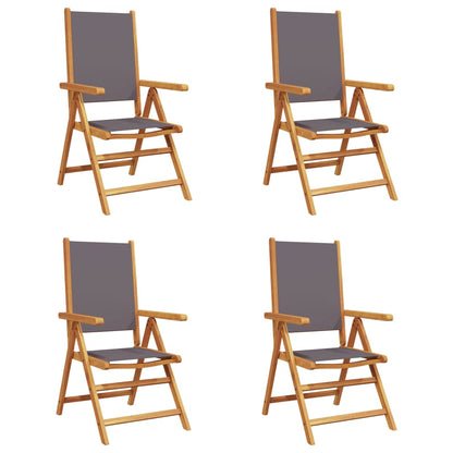 Anthracite Reclining Garden Chairs Set, 4 pcs Wood & Fabric