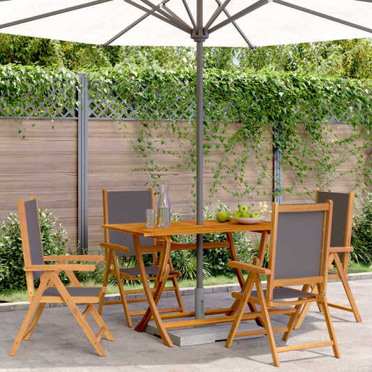 Anthracite Reclining Garden Chairs Set, 4 pcs Wood & Fabric