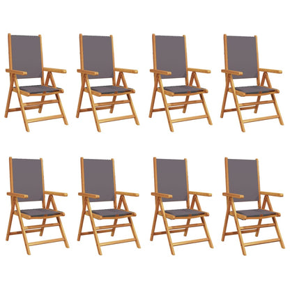 Anthracite Fabric & Wood Reclining Garden Chairs, Set of 8