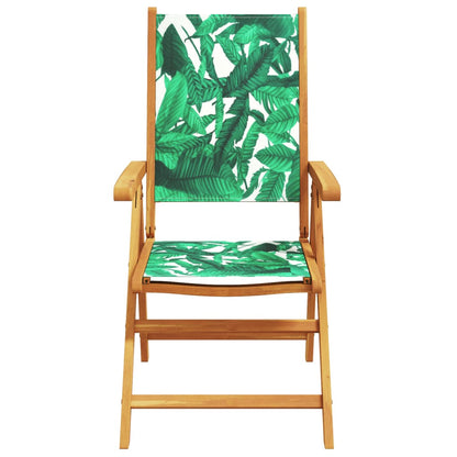 6 Green Fabric & Wood Reclining Garden Chairs Set
