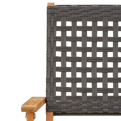 8-Piece Black Poly Rattan & Wood Folding Garden Chairs Set