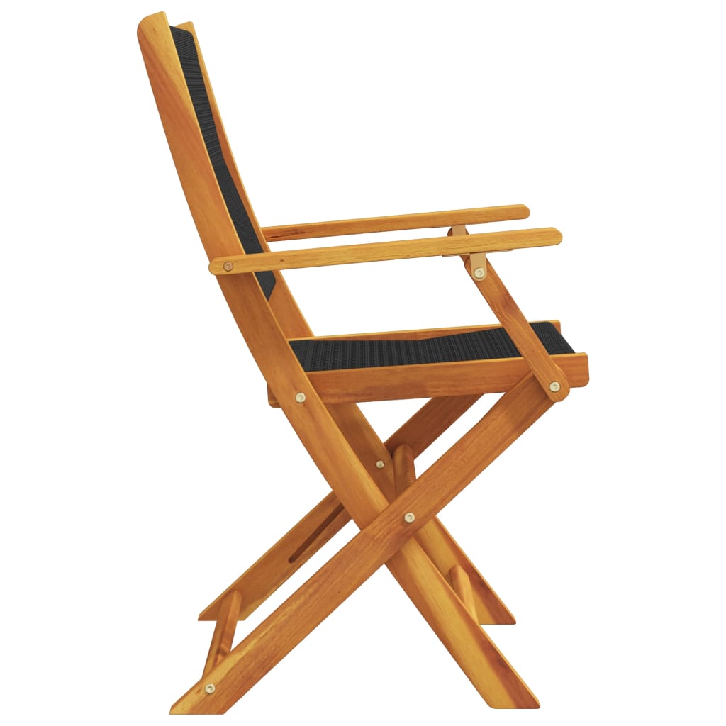 6-Piece Black Acacia Wood Folding Garden Chairs Set