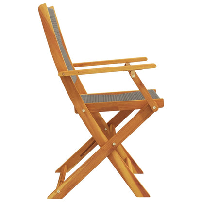4-Piece Grey Acacia Wood Folding Garden Chairs Set