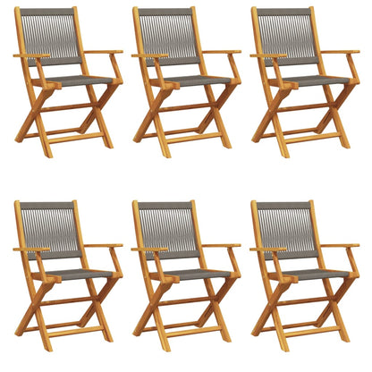 6-Piece Grey Acacia Wood Folding Garden Chairs Set