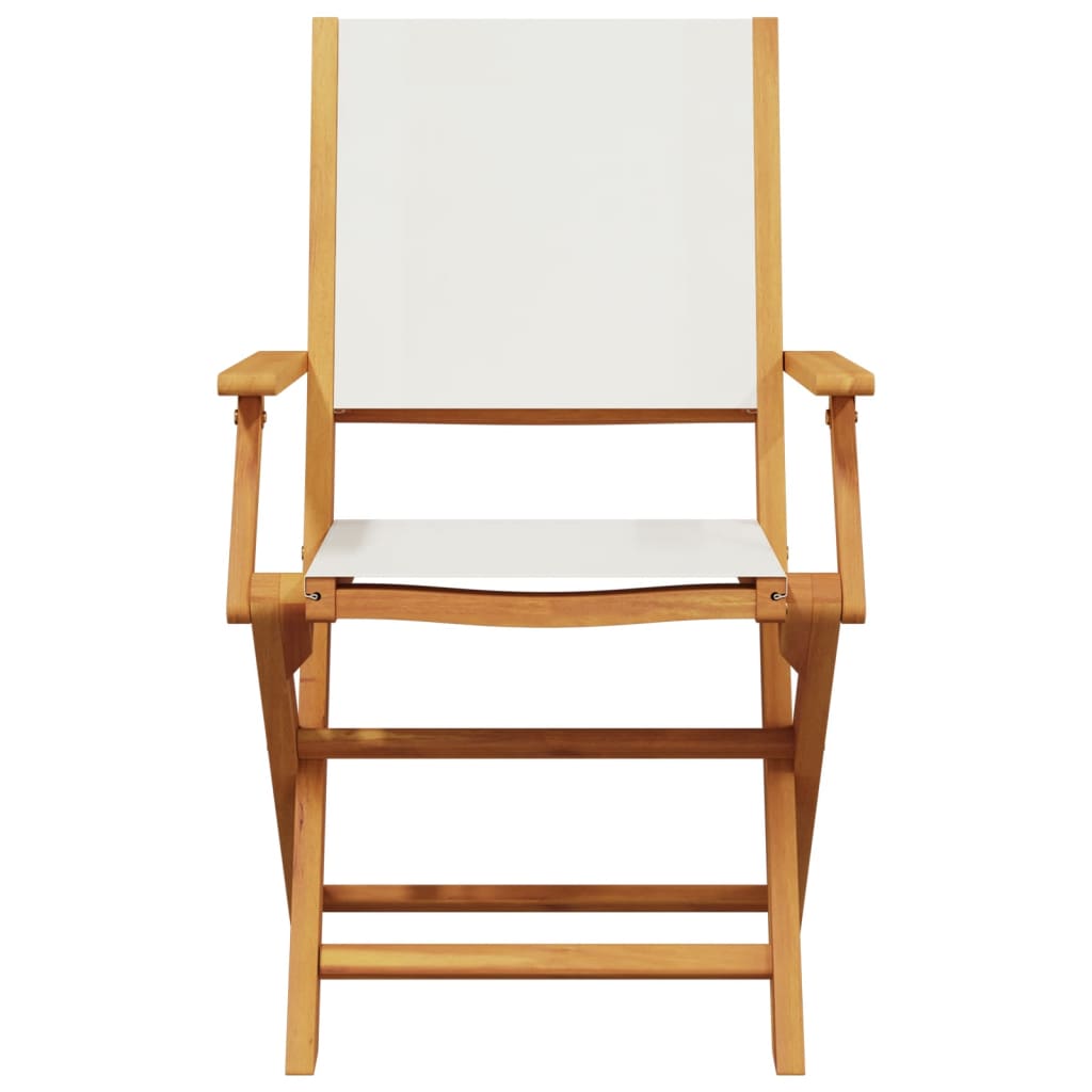 Cream White Folding Garden Chairs Set of 8 - Fabric & Solid Wood