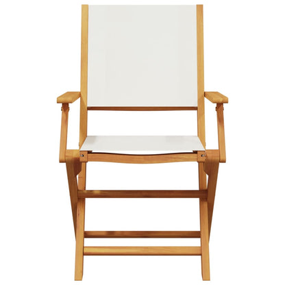 Cream White Folding Garden Chairs Set of 8 - Fabric & Solid Wood