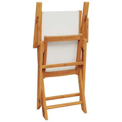 Cream White Folding Garden Chairs Set of 8 - Fabric & Solid Wood