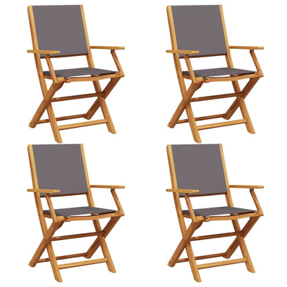 4 Pcs Anthracite Fabric & Solid Wood Folding Garden Chairs